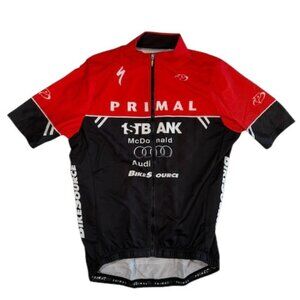 PRIMAL Audi Short Sleeve Racecut Full Zip Cycling Jersey Shirt Red Large
